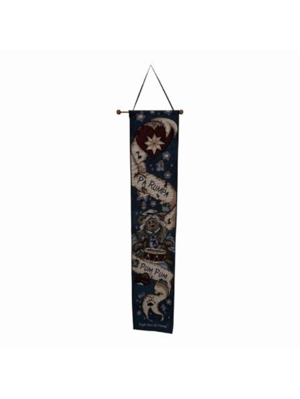 1996 Boyds Bears Holiday Pageant Bell Pull Hanging Tapestry PA RUMPA PUM 40” X 8